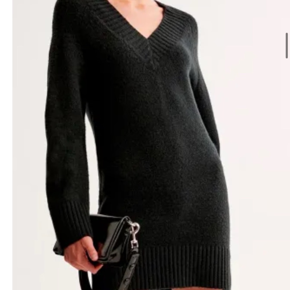 Abercrombie & Fitch V Neck Easy Mini Sweater Dress Navy Women’s Size Large